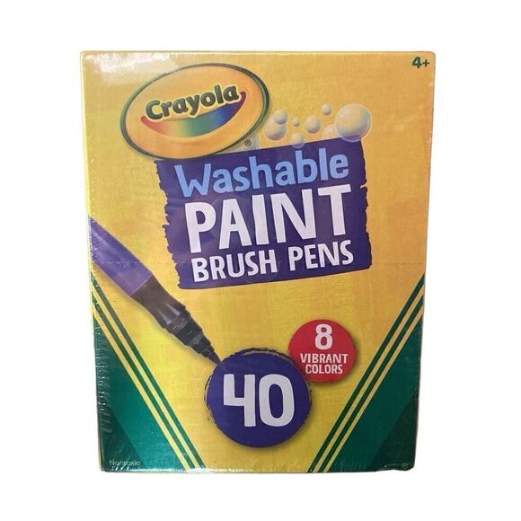 Crayola Washable Paint Brush Pens, 40 pack set  8 vibrant colors NEW - Picture 1 of 6